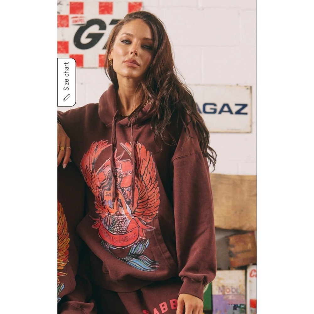 Sabbi X Free People BRENDA ENERGY HOODIE  Small Chocolate Brown